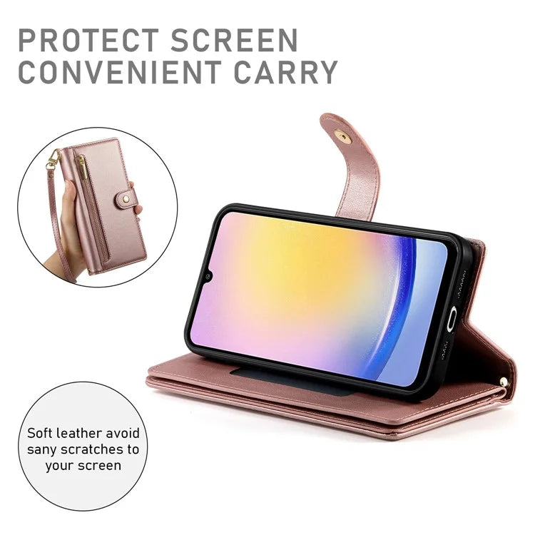 DF-011 For Samsung Galaxy A25 5G (Global) (161.0 X 76.5 X 8.3mm) Leather Case Crossbody Phone Bag