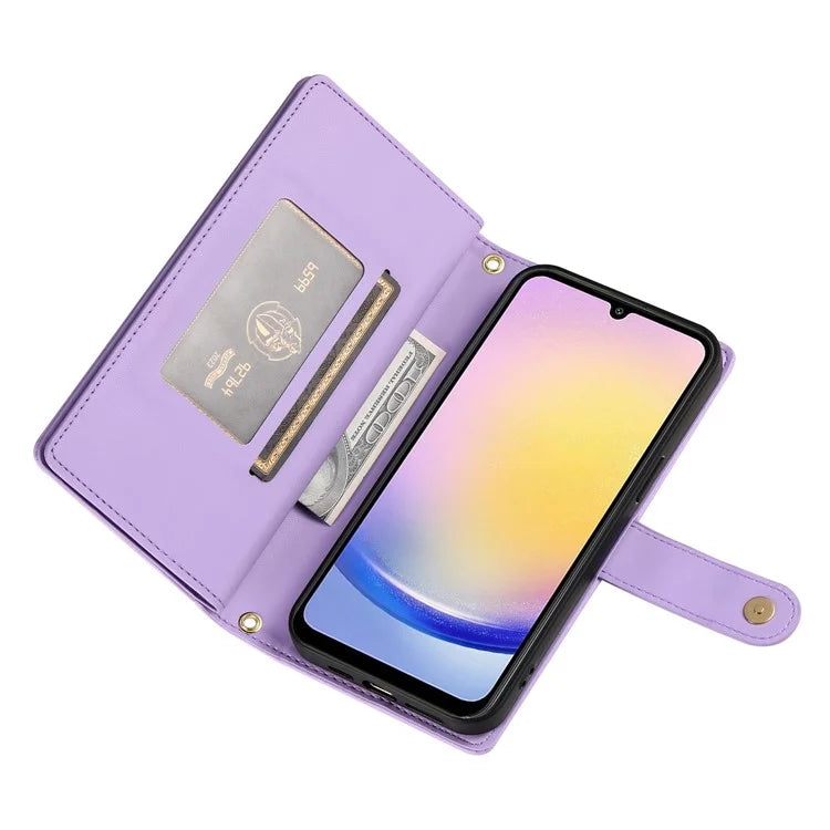 DF-011 For Samsung Galaxy A25 5G (Global) (161.0 X 76.5 X 8.3mm) Leather Case Crossbody Phone Bag
