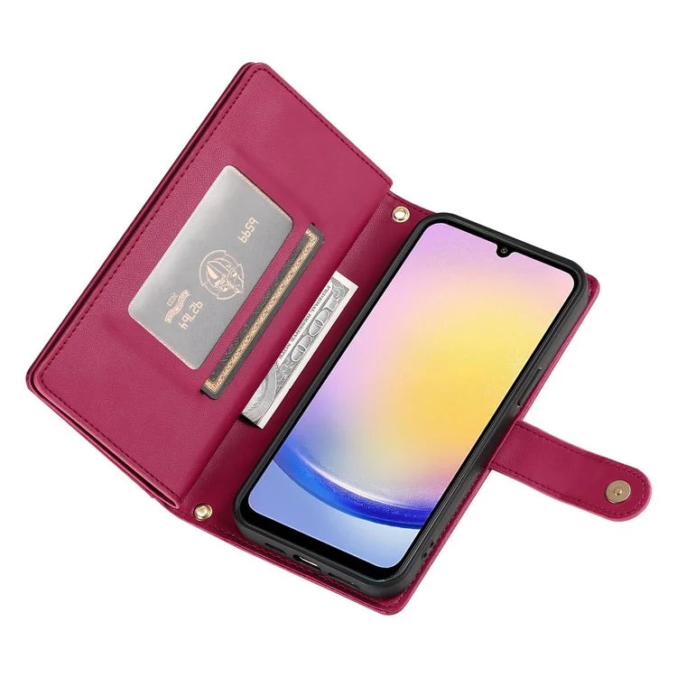 DF-011 For Samsung Galaxy A25 5G (Global) (161.0 X 76.5 X 8.3mm) Leather Case Crossbody Phone Bag