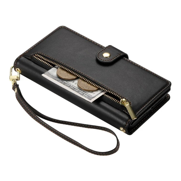 DF-011 For Samsung Galaxy A24 4G (162.1 X 77.6 X 8.3mm) Case Zipper Wallet Leather Phone Cover
