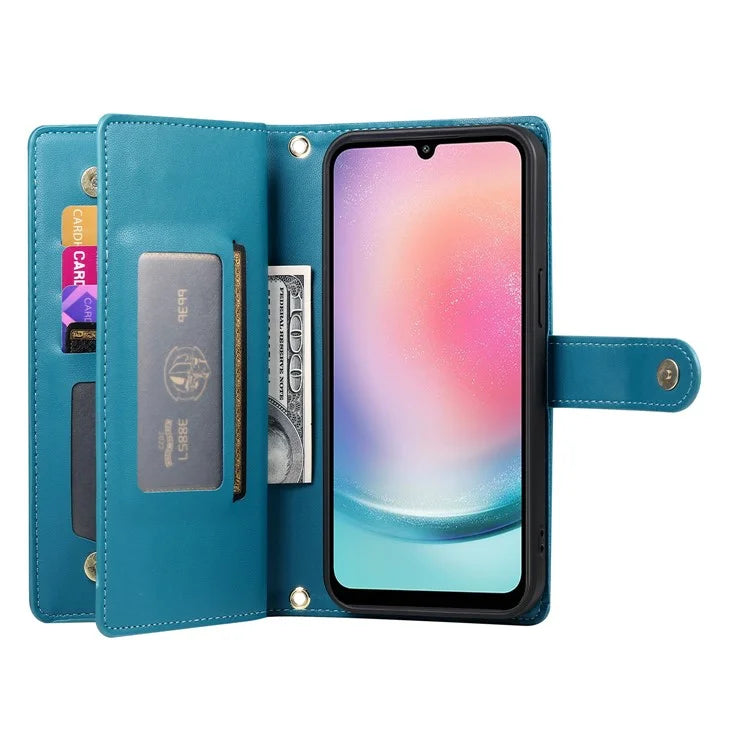 DF-011 For Samsung Galaxy A24 4G (162.1 X 77.6 X 8.3mm) Case Zipper Wallet Leather Phone Cover