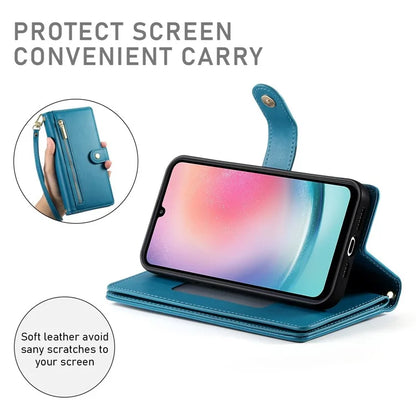 DF-011 For Samsung Galaxy A24 4G (162.1 X 77.6 X 8.3mm) Case Zipper Wallet Leather Phone Cover