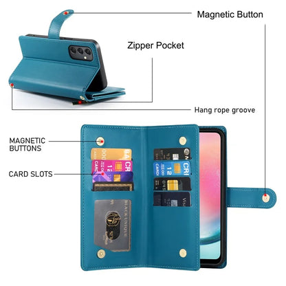 DF-011 For Samsung Galaxy A24 4G (162.1 X 77.6 X 8.3mm) Case Zipper Wallet Leather Phone Cover