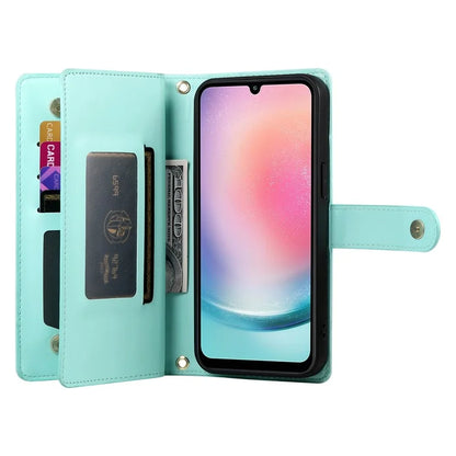 DF-011 For Samsung Galaxy A24 4G (162.1 X 77.6 X 8.3mm) Case Zipper Wallet Leather Phone Cover