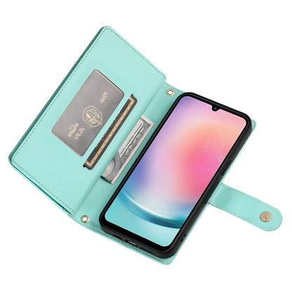 DF-011 For Samsung Galaxy A24 4G (162.1 X 77.6 X 8.3mm) Case Zipper Wallet Leather Phone Cover