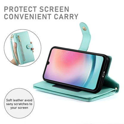 DF-011 For Samsung Galaxy A24 4G (162.1 X 77.6 X 8.3mm) Case Zipper Wallet Leather Phone Cover