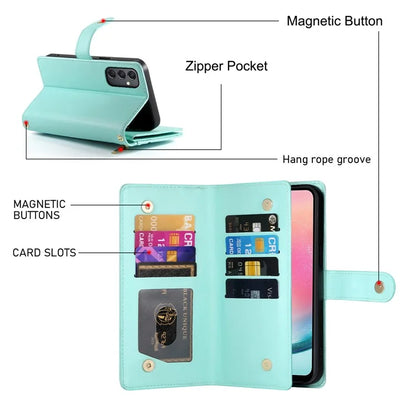 DF-011 For Samsung Galaxy A24 4G (162.1 X 77.6 X 8.3mm) Case Zipper Wallet Leather Phone Cover