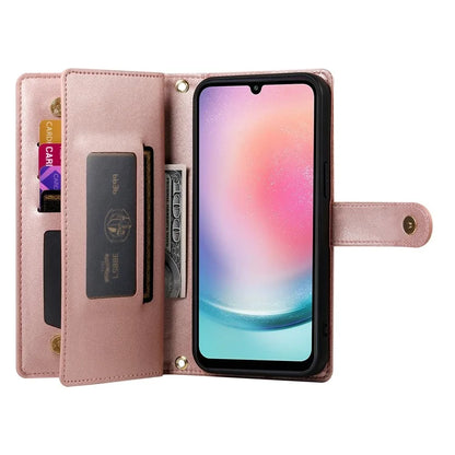 DF-011 For Samsung Galaxy A24 4G (162.1 X 77.6 X 8.3mm) Case Zipper Wallet Leather Phone Cover