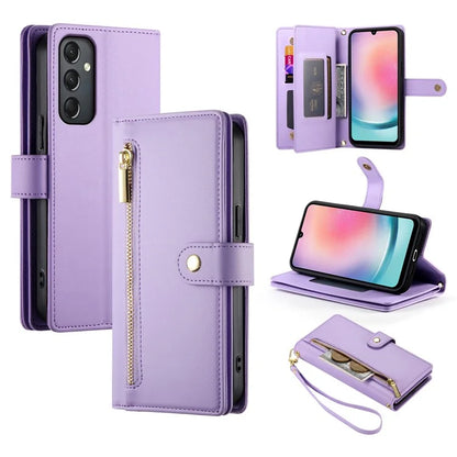DF-011 For Samsung Galaxy A24 4G (162.1 X 77.6 X 8.3mm) Case Zipper Wallet Leather Phone Cover