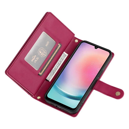 DF-011 For Samsung Galaxy A24 4G (162.1 X 77.6 X 8.3mm) Case Zipper Wallet Leather Phone Cover
