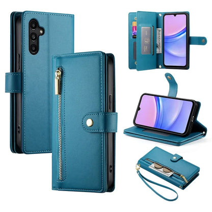 DF-011 For Samsung Galaxy A15 4G / 5G Wallet Case Zipper Leather Phone Bag with Shoulder Strap
