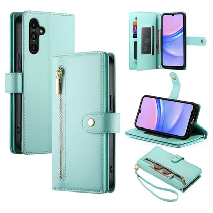 DF-011 For Samsung Galaxy A15 4G / 5G Wallet Case Zipper Leather Phone Bag with Shoulder Strap