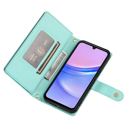 DF-011 For Samsung Galaxy A15 4G / 5G Wallet Case Zipper Leather Phone Bag with Shoulder Strap