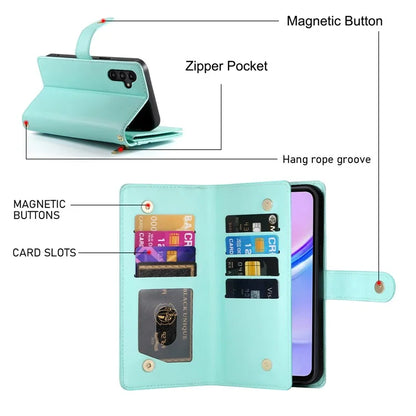 DF-011 For Samsung Galaxy A15 4G / 5G Wallet Case Zipper Leather Phone Bag with Shoulder Strap
