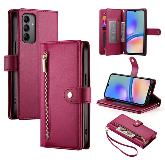 DF-011 For Samsung Galaxy A05s 4G Leather Case Zipper Wallet Crossbody Phone Bag