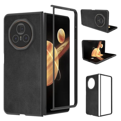 For Honor Magic V3 5G Case Cowhide Texture Anti-Drop PU+PC Phone Cover