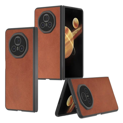 For Honor Magic V3 5G Case Cowhide Texture Anti-Drop PU+PC Phone Cover