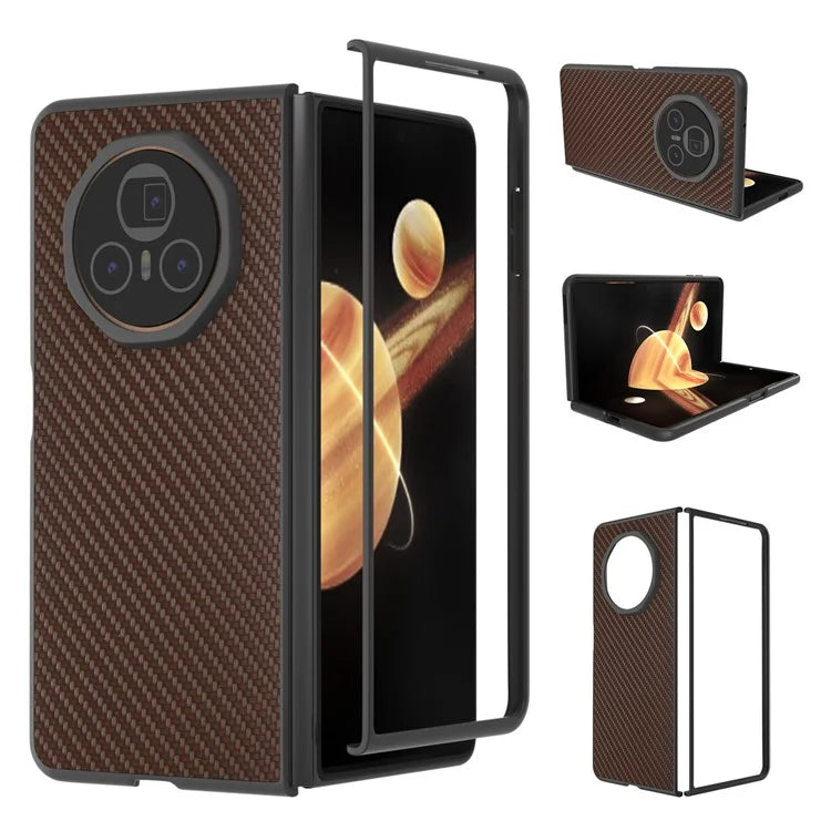 For Honor Magic V3 5G Case Carbon Fiber Texture PU+PC Phone Cover
