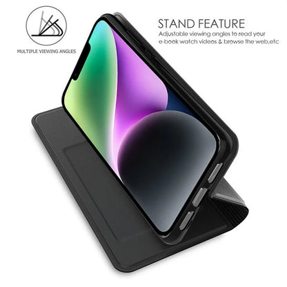 For iPhone 13 Case Leather Phone Cover Stand with Hidden Magnetic Closure