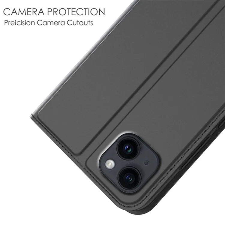 For iPhone 13 Case Leather Phone Cover Stand with Hidden Magnetic Closure