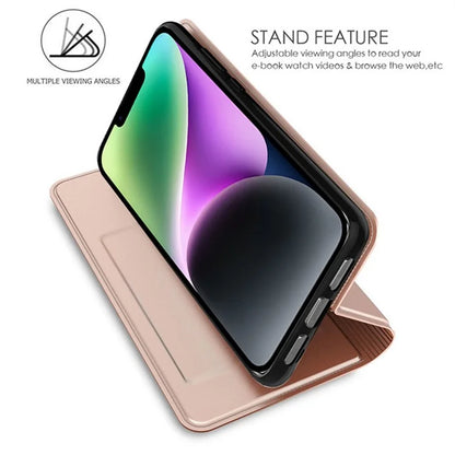 For iPhone 13 Case Leather Phone Cover Stand with Hidden Magnetic Closure
