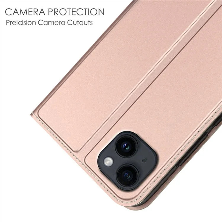 For iPhone 13 Case Leather Phone Cover Stand with Hidden Magnetic Closure