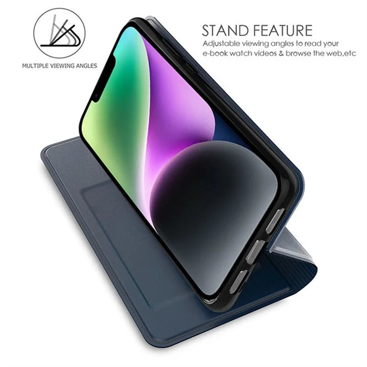 For iPhone 13 Case Leather Phone Cover Stand with Hidden Magnetic Closure