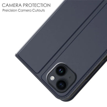 For iPhone 13 Case Leather Phone Cover Stand with Hidden Magnetic Closure