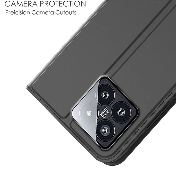 For Xiaomi 14 Case PU Leather Card Holder Phone Cover Hidden Magnetic Closure Design