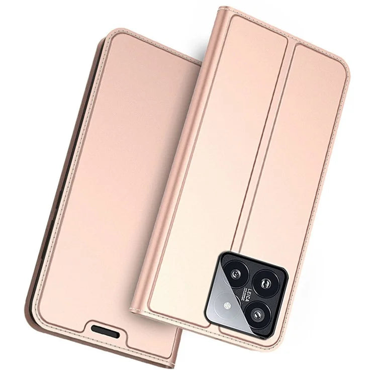 For Xiaomi 14 Case PU Leather Card Holder Phone Cover Hidden Magnetic Closure Design
