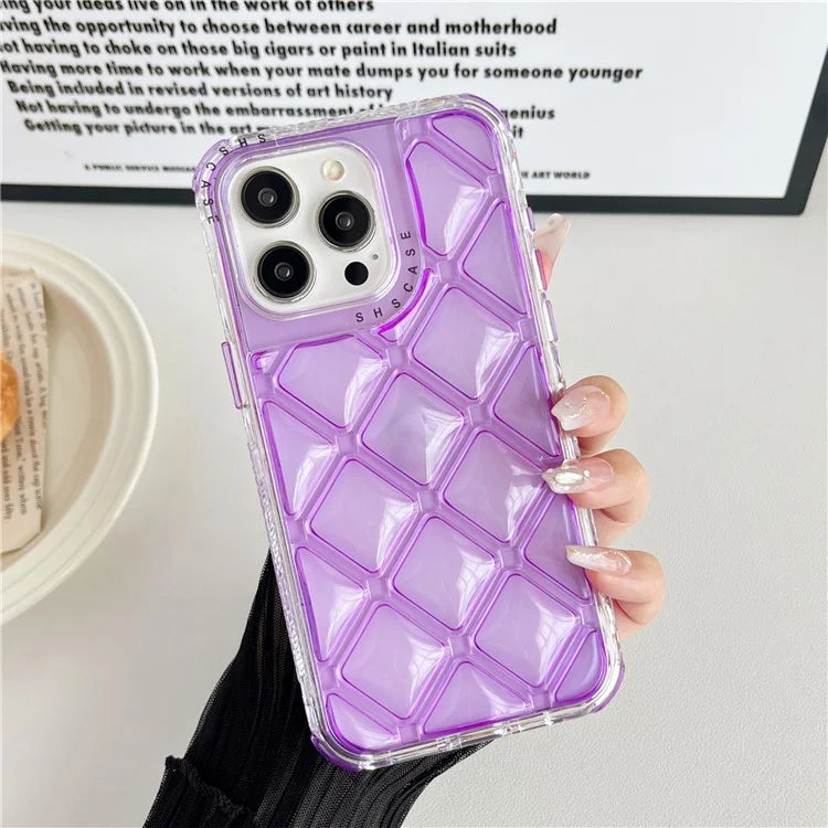 For iPhone 15 Pro Max Case Rhombus PC+TPU Anti-Drop Protective Phone Cover