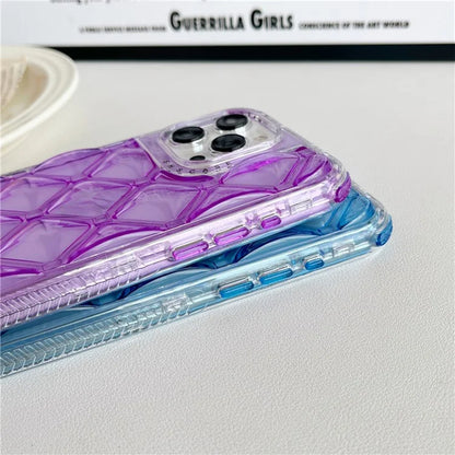For iPhone 15 Pro Case Rhombus Texture PC+TPU Shockproof Phone Cover