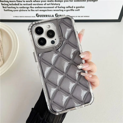 For iPhone 15 Pro Case Rhombus Texture PC+TPU Shockproof Phone Cover