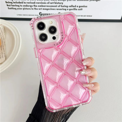 For iPhone 15 Pro Case Rhombus Texture PC+TPU Shockproof Phone Cover