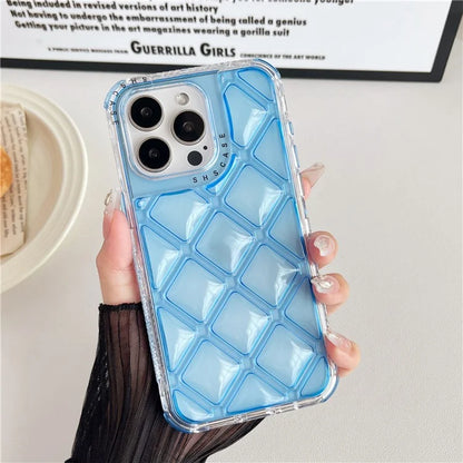 For iPhone 15 Pro Case Rhombus Texture PC+TPU Shockproof Phone Cover
