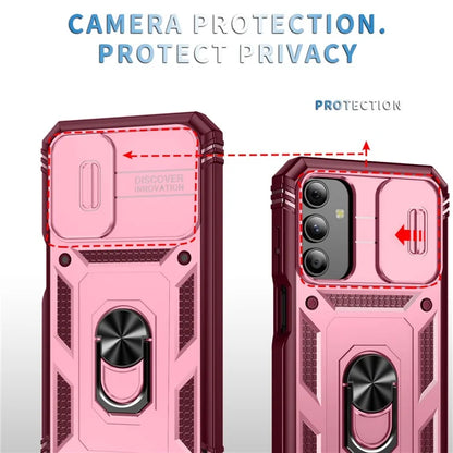 For Samsung Galaxy A15 4G / 5G Case TPU+PC Slide Camshield Kickstand Phone Cover