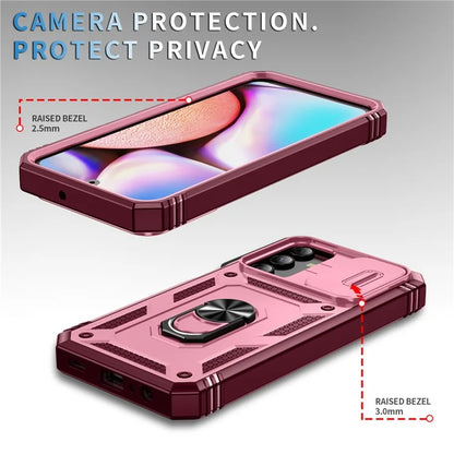 For Samsung Galaxy A15 4G / 5G Case TPU+PC Slide Camshield Kickstand Phone Cover