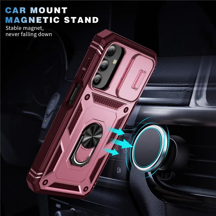 For Samsung Galaxy A15 4G / 5G Case TPU+PC Slide Camshield Kickstand Phone Cover