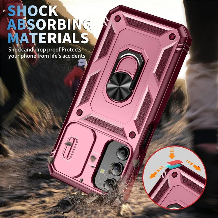 For Samsung Galaxy A15 4G / 5G Case TPU+PC Slide Camshield Kickstand Phone Cover