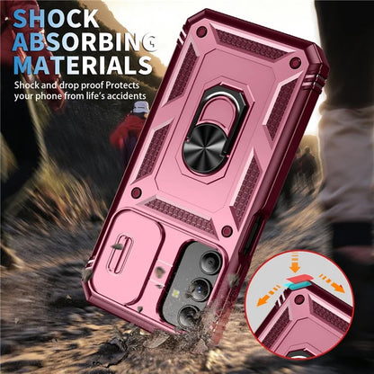 For Samsung Galaxy A15 4G / 5G Case TPU+PC Slide Camshield Kickstand Phone Cover