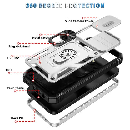 For Samsung Galaxy A15 4G / 5G Case TPU+PC Slide Camshield Kickstand Phone Cover