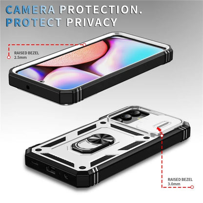 For Samsung Galaxy A15 4G / 5G Case TPU+PC Slide Camshield Kickstand Phone Cover