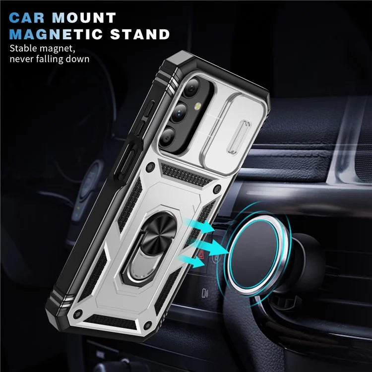 For Samsung Galaxy A15 4G / 5G Case TPU+PC Slide Camshield Kickstand Phone Cover