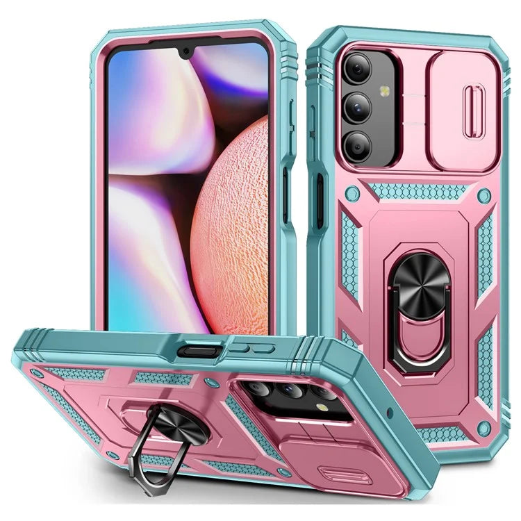 For Samsung Galaxy A15 4G / 5G Case TPU+PC Slide Camshield Kickstand Phone Cover