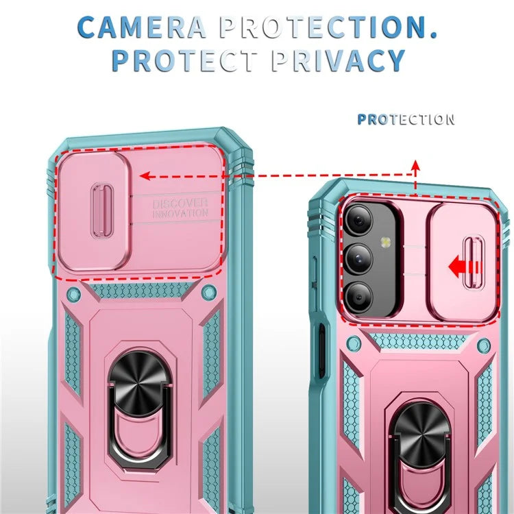For Samsung Galaxy A15 4G / 5G Case TPU+PC Slide Camshield Kickstand Phone Cover