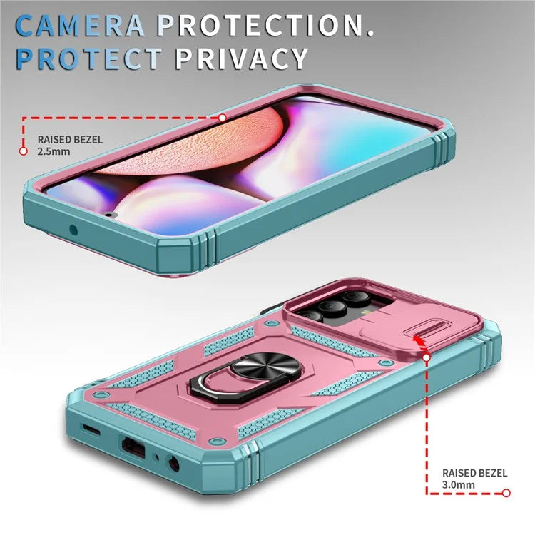 For Samsung Galaxy A15 4G / 5G Case TPU+PC Slide Camshield Kickstand Phone Cover