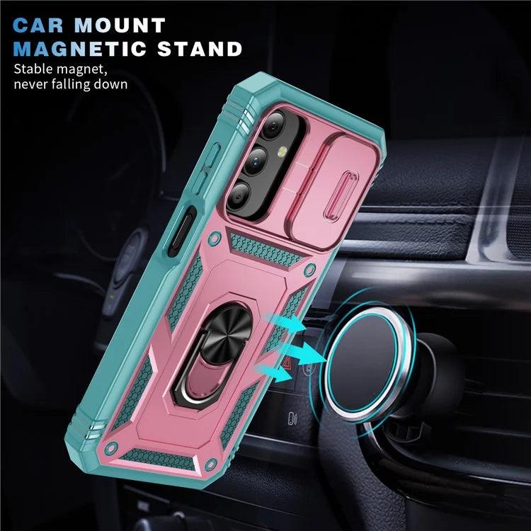 For Samsung Galaxy A15 4G / 5G Case TPU+PC Slide Camshield Kickstand Phone Cover