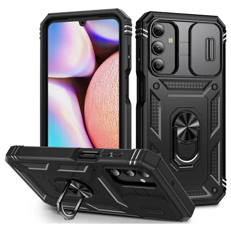 For Samsung Galaxy A15 4G / 5G Case TPU+PC Slide Camshield Kickstand Phone Cover