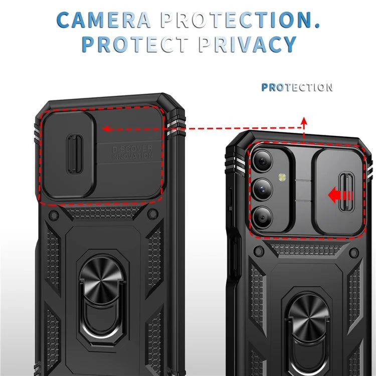 For Samsung Galaxy A15 4G / 5G Case TPU+PC Slide Camshield Kickstand Phone Cover