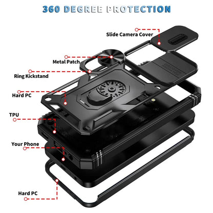 For Samsung Galaxy A15 4G / 5G Case TPU+PC Slide Camshield Kickstand Phone Cover